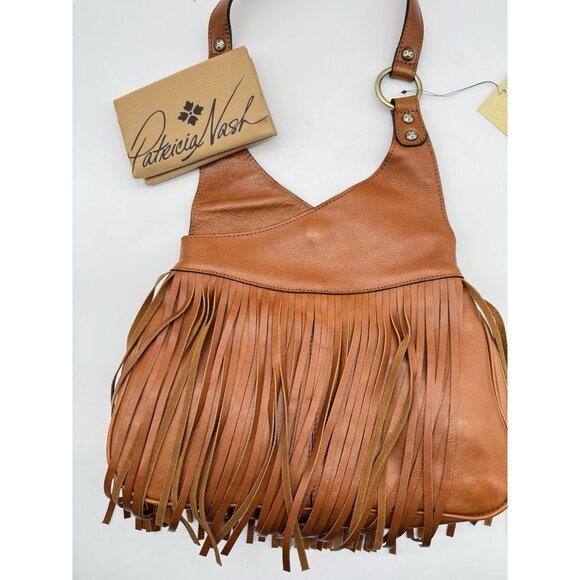 PATRICIA NASH Pienza medium smooth leather fringe shoulder bag + Dust bag Cognac - Picture 7 of 9